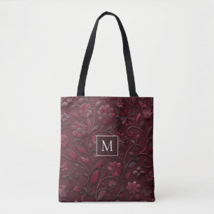Custom Elegant Red Floral Tote Bag