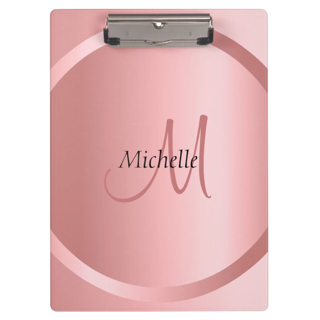 Custom Elegant Rose Gold Monogram Template Clipboard (Front)
