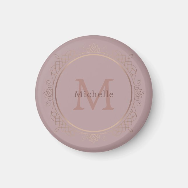 Custom Elegant Rose Gold Monogram Template Magnet (Front)
