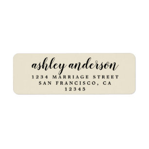 Custom Elegant Script Antique White Return Address