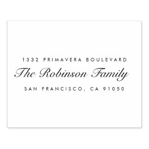 Custom Elegant Script Family Name Return Address Rubber Stamp