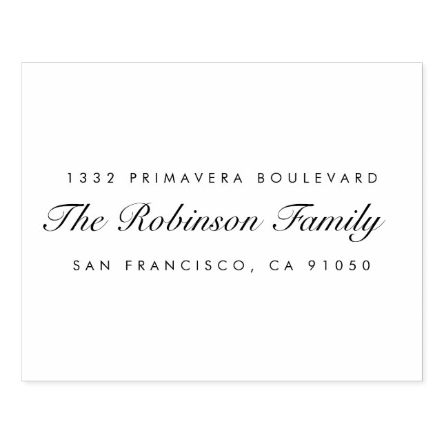 Custom Elegant Script Family Name Return Address Rubber Stamp (Imprint)