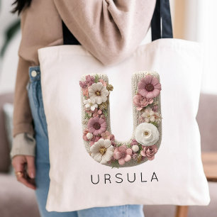 Custom Elegant Script Initial Floral Graduation Tote Bag