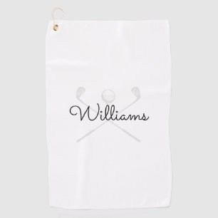 Custom Elegant Script Name Golf Clubs Golf Towel