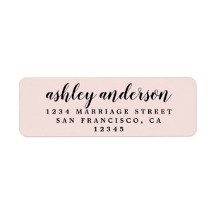 Custom Elegant Script Pastel Pink Return Address