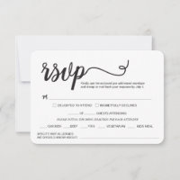 Custom Elegant script Wedding meals any allergies