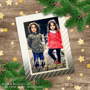 Custom Elegant Seasons Greetings Design Foil Holiday Postcard