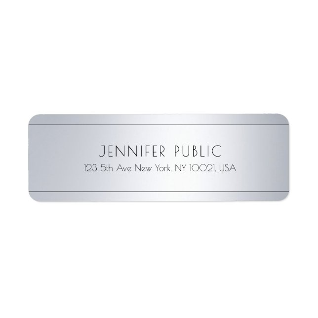 Custom Elegant Silver Look Template Return Address (Front)