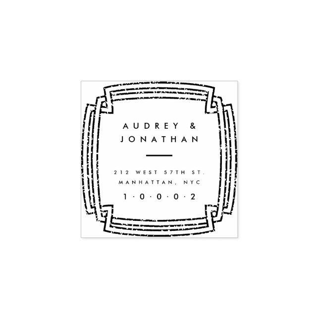 Custom Elegant Square Frame Wedding Return Address Rubber Stamp (Imprint)
