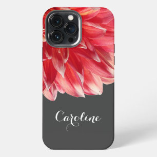 Custom Elegant Summery Coral Red Dahlia Flower iPhone 13 Pro Max Case