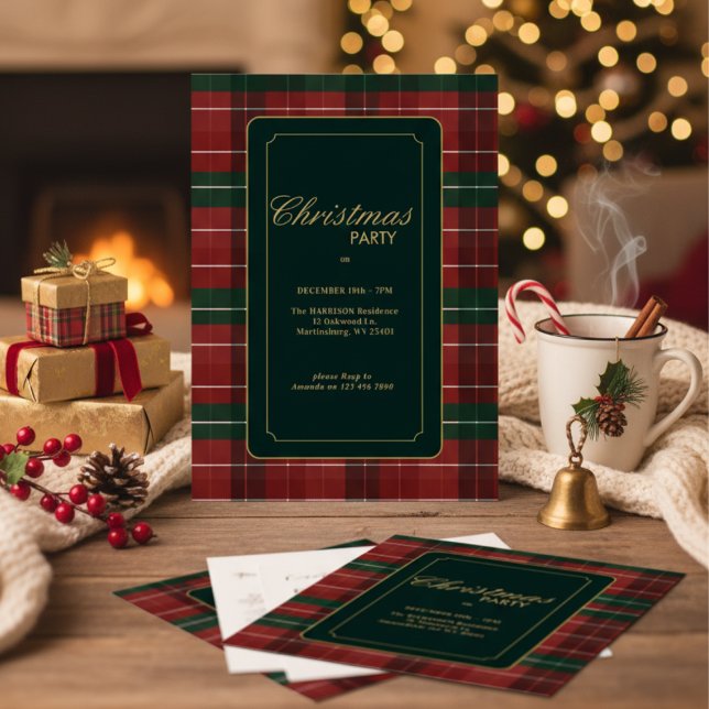 Custom Elegant Tartan Plaid  Christmas RSVP Holiday Card (Creator Uploaded)