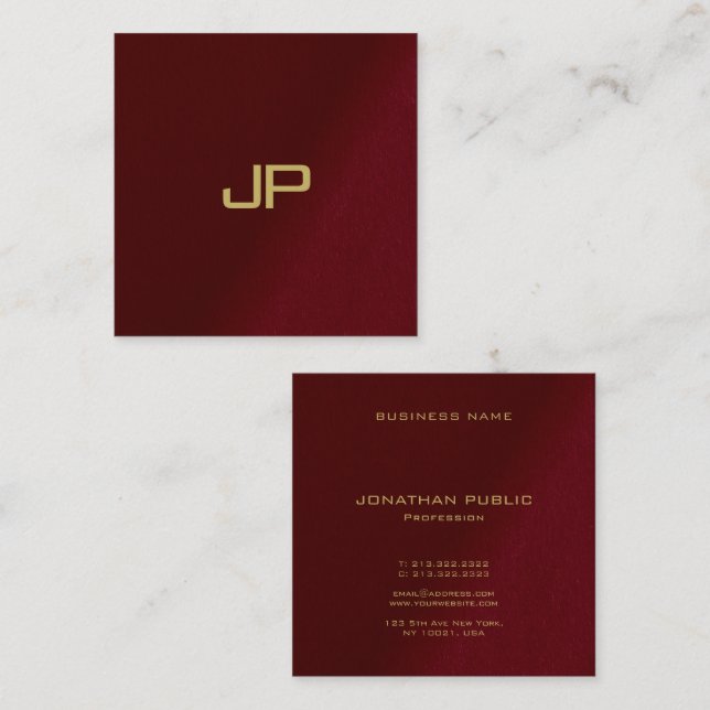 Custom Elegant Template Gold Monogrammed Square Business Card (Front/Back)