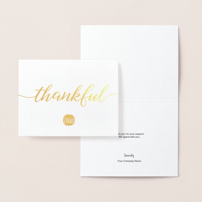 Custom Elegant Thankful Company Business Thank you Foil Card (Display)