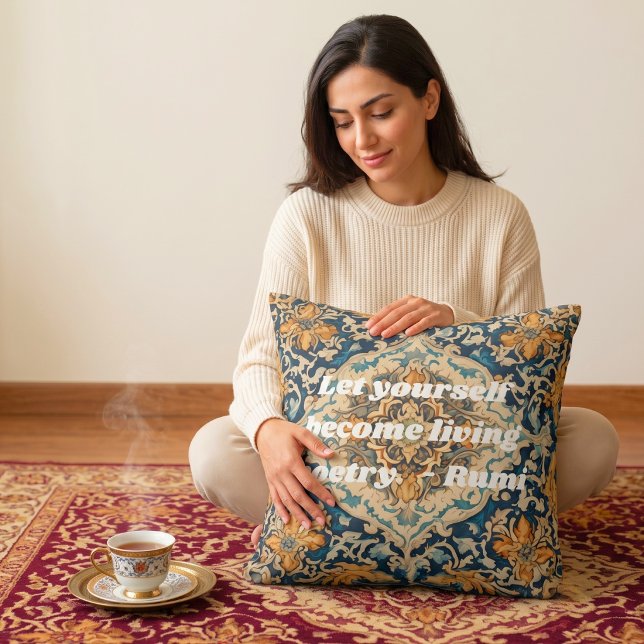 Custom Elegant Tile Pattern Persian Gifts for Her Cushion (Custom Elegant Tile Pattern Persian Gifts for Her Throw Pillow)