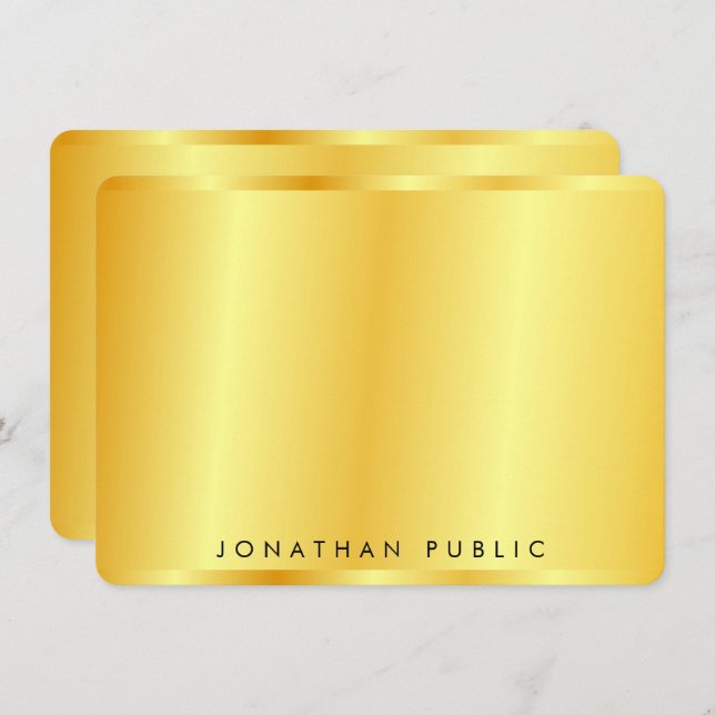 Custom Elegant Trendy Faux Gold Metallic Look Card (Front/Back)