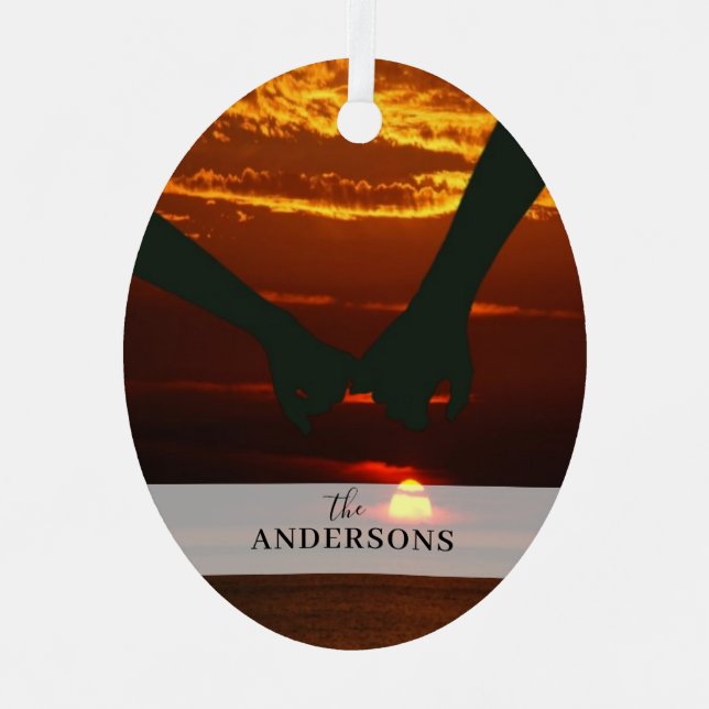 Custom Elegant Two-Sided Family 2 Photo Christmas  Metal Tree Decoration (Front)