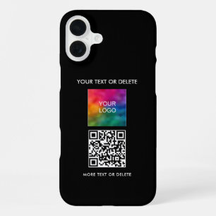 Custom Elegant Upload Your Business Logo QR Code iPhone 16 Plus Case