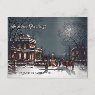 Custom Elegant Victorian Christmas Eve Scene  Holiday Postcard