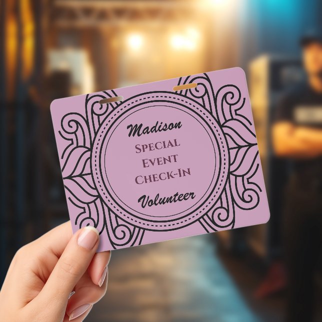 Custom Elegant Volunteer Special Event Name ID Badge (Concert)