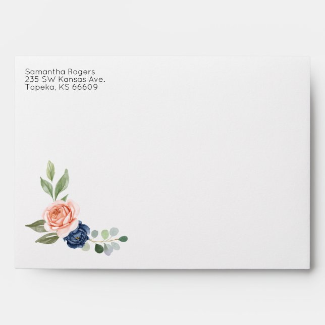 Custom Elegant Watercolor Flowers Envelope (Front)