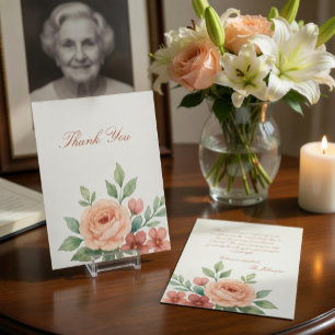 Custom Elegant Watercolor Funeral Thank You Card