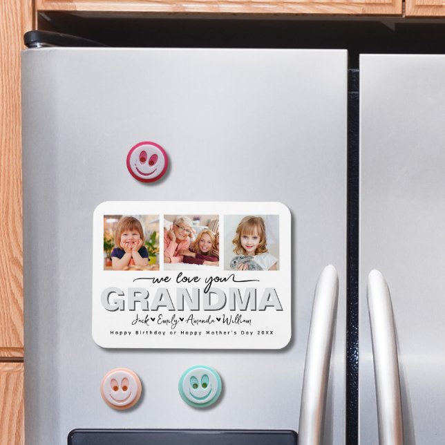 Custom Elegant We love you Grandma Photo collage Magnet (Creator Uploaded)