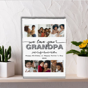Custom Elegant We love you GRANDPA Photo collage Block