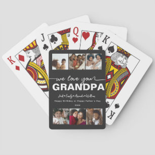 Custom Elegant We love you GRANDPA Photo collage Playing Cards