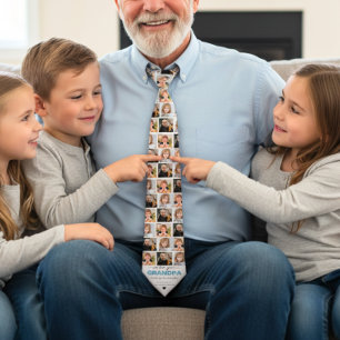 Custom Elegant We love you grandpa Photo collage Tie