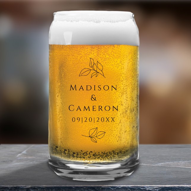 Custom Elegant Wedding Couple Chic Black Party     Can Glass (Custom Elegant Wedding Couple Chic Black Party Can Glass)