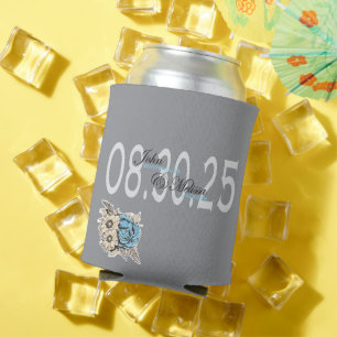 Custom Elegant Wedding day Favour Can Cooler