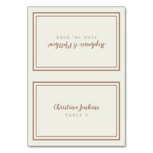 Custom Elegant Wedding Mocha Brown Guest Seat Card