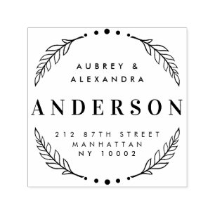 Custom Elegant Wedding Wreath Return Address Self-inking Stamp