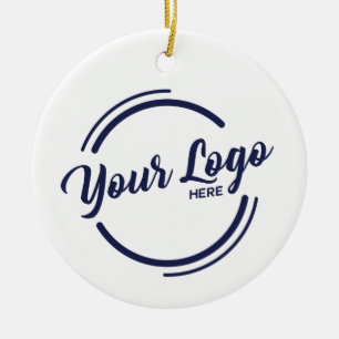 CUSTOM Elegant White Company Logo Ceramic Ornament
