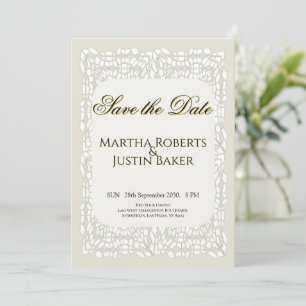 Custom elegant white lace ornamental Save the Date Invitation