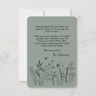 Custom Elegant Wildflower Funeral Thank You Card