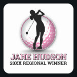 Custom Elegant Women Golfer Monogram Design Square Sticker<br><div class="desc">Minimalist Custom Elegant Women Golfer Monogram Design by Edward Eksi. Easy modification of TEXTS for your needs.</div>