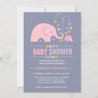 Custom elephant baby shower invitation