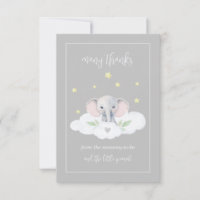 Custom Elephant Grey Baby Shower Thank You Cards