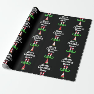 Custom Elf Pattern Personalised Christmas Wrapping Paper