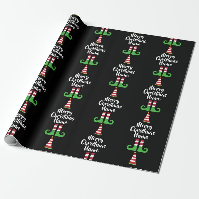 Custom Elf Pattern Personalised Christmas Wrapping Wrapping Paper (Unrolled)