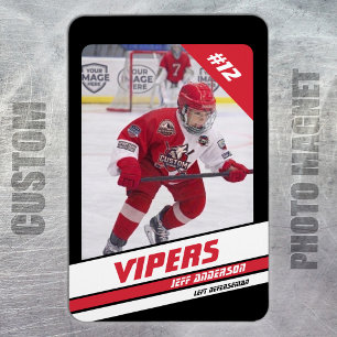 Custom Elite Red Ice Hockey Photo Magnet
