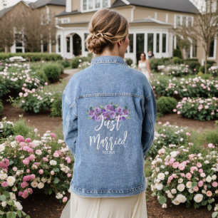 CUSTOM Embroidered Women's Relaxed Just Married  Denim Jacket