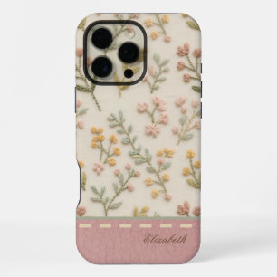 Custom Embroidery Cottagecore Wildflower Estética iPhone 16 Pro Max Case