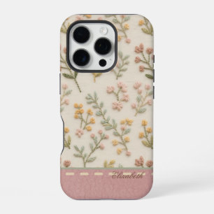 Custom Embroidery Cottagecore Wildflower Estética iPhone 16 Pro Case