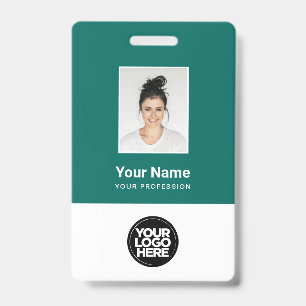Custom Emerald Employee Photo Bar Code, Logo, Name ID Badge