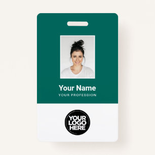 Custom Emerald Employee Photo Bar Code, Logo, Name ID Badge