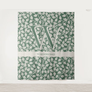 Custom Emerald Green Flower editable monogram Tapestry