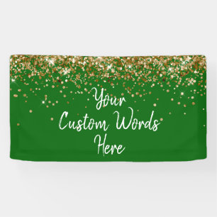 Custom Emerald Green & Gold Birthday Party Prop Banner