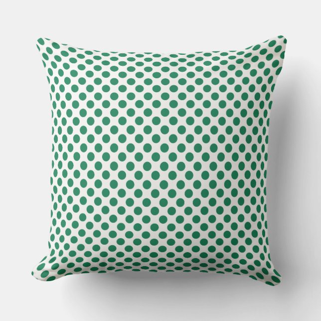 Custom Emerald Green Polka Dots Throw Pillow (Front)